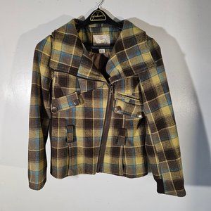 Daytrip Plaid Wool Peacoat Jacket Womens Medium